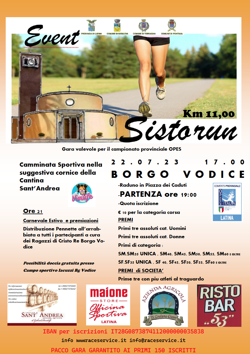 Sisto Run: l'evento sportivo che anima il Circuito Podistico Opes tra Sabaudia, Terracina e Pontinia